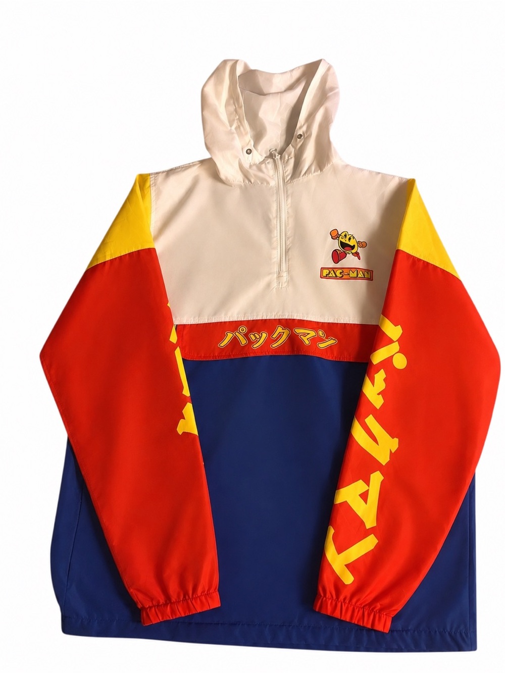 Pac-Man Colorblock Hooded Windbreaker Jacket Large Retro Y2K Anime Streetwe